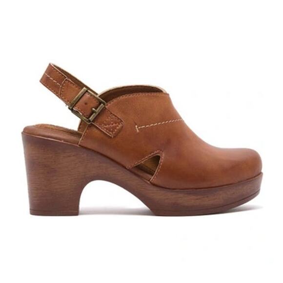 b.o.c Women's Cecila Medium Brown Clogs SZ 9 Chunky Brown Leather Heels NEW - Picture 2 of 10
